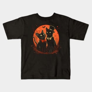 Valentine's Day Vintage Halloween Black Cat Witch Retro Cute Super Cool Best Gift Kids T-Shirt